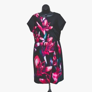 NWT Worthington Black Pink Floral Sheath Dress 12